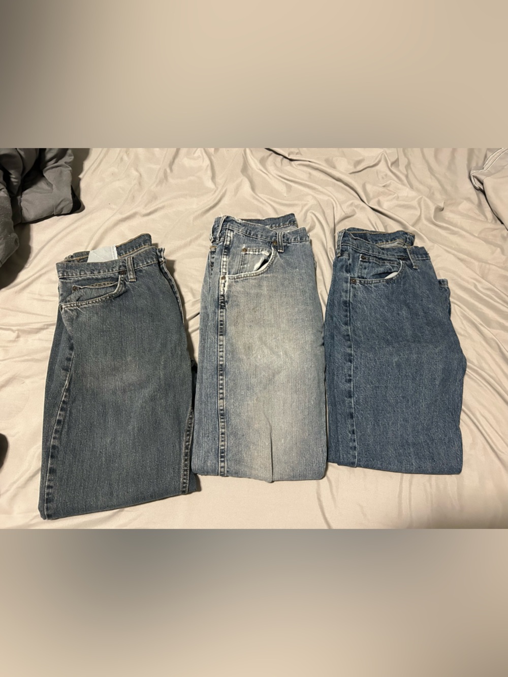 Three Blue Denim Jeans - Classic Washed Styles